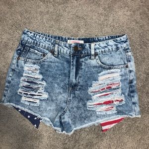 American flag jean shorts